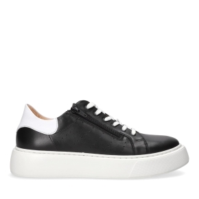 Black leather sports shoes